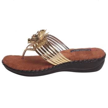 Women Gold Synthetic Sandal 3