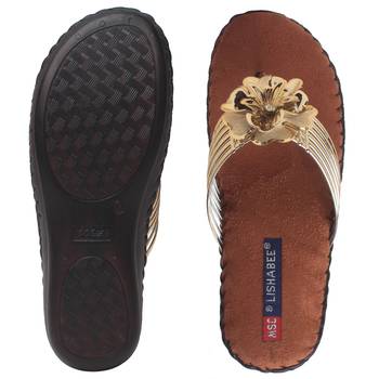 Women Gold Synthetic Sandal 5