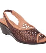 women Synthetic Brown Sandals