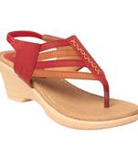 Women Red Synthetic wedges