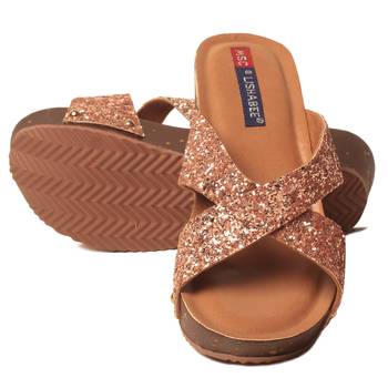 women Synthetic Pink Wedges 5
