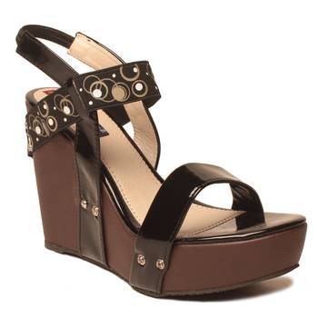 women Synthetic Black Wedges 1
