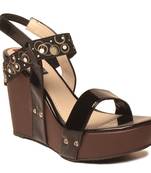 women Synthetic Black Wedges