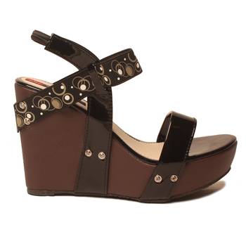 women Synthetic Black Wedges 2
