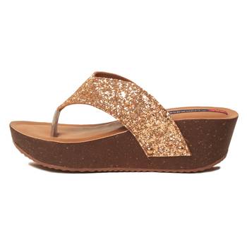 women Synthetic Gold Sandals 3