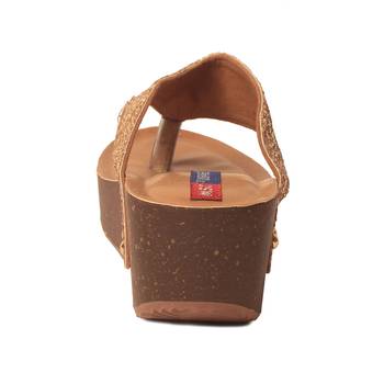 women Synthetic Gold Sandals 4