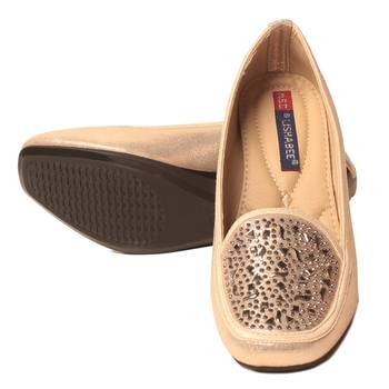 women Synthetic Gold Shoes 5