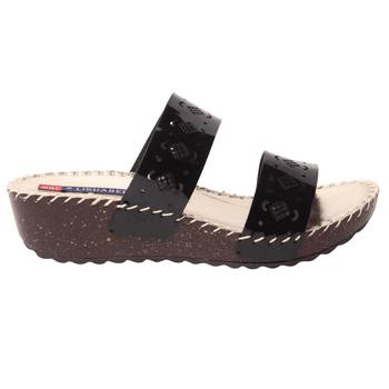 women Black Synthetic leather Wedges 2