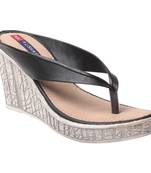 women Black Synthetic leather Wedges