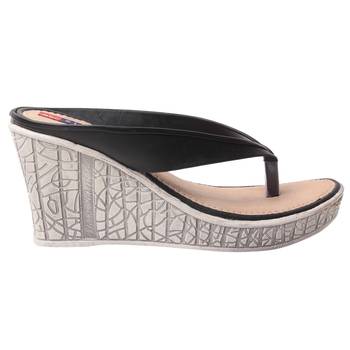 women Black Synthetic leather Wedges 2