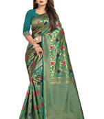 Green Woven Banarasi Silk Saree With Blouse