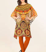 Multi Colour Georgette Round Neck Kaftan