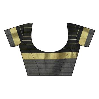 Black Printed Cotton Silk Saree With Blouse 4
