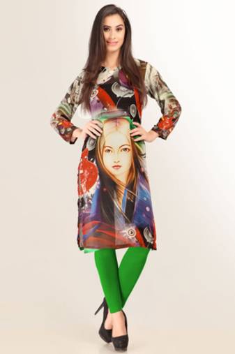 Multi Colour Georgette Full Sleeves Kurti