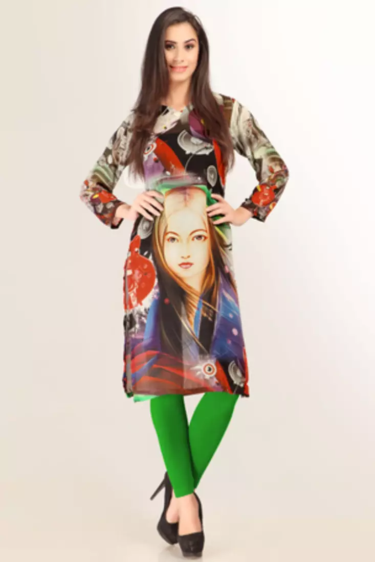 Multi Colour Georgette Full Sleeves Kurti