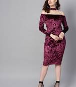 Purple Velvet Choker Bodycon Dress