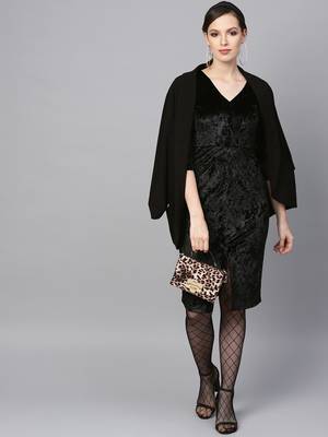 Black Velvet Front Knot Bodycon Dress 4