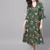 Green Floral Wrap Tie Dress