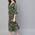 Green Floral Wrap Tie Dress