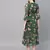 Green Floral Wrap Tie Dress