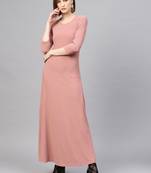 Pink Round Neck Maxi Dress