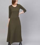 Olive Round Neck Maxi Dress