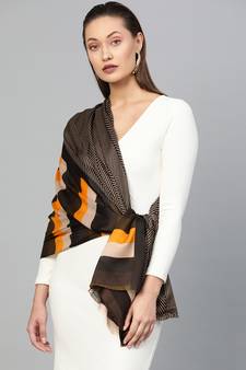 Mustard & Black Mix Stripe Scarf
