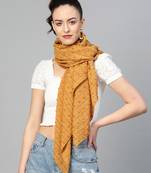 Mustard Check French Knot Scarf
