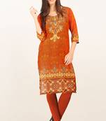 Orange Georgette Printed Kurti