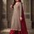 Gray and Red Georgette Plazo Replica Suit