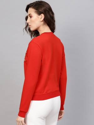 Red Floral Front Patch Sweatshirt 3