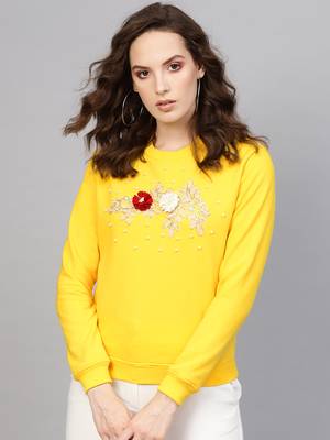 Yellow Floral Patch Sweatshirt 1