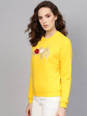 Yellow Floral Patch Sweatshirt 2