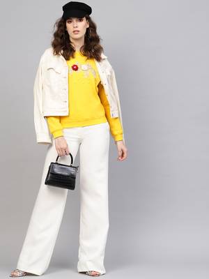 Yellow Floral Patch Sweatshirt 4