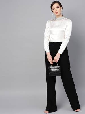 Ivory Satin Blingy Neck Top 4