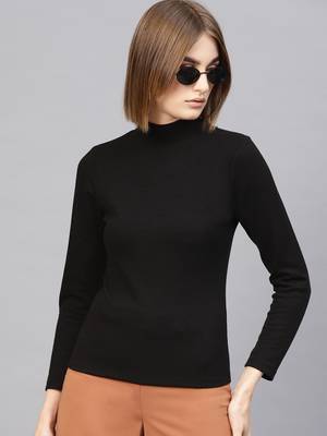 Black High Neck Rib Top 1