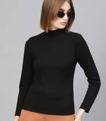Black High Neck Rib Top