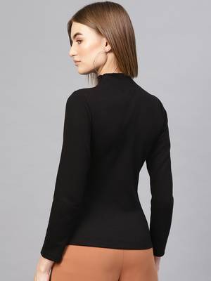 Black High Neck Rib Top 3