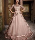 Baby-pink embroidered net salwar