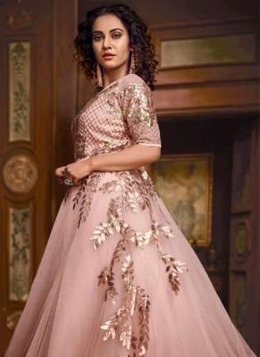 Baby-pink embroidered net salwar 2
