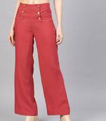 Pink Front Button Palazzo Pants