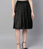 Black Velvet Pleated Skirt