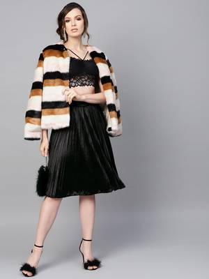 Black Velvet Pleated Skirt 4