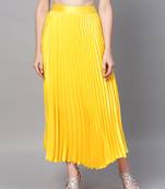 Yellow Satin Pleated Maxi Skirt