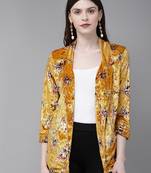 Mustard Floral Velvet Blazer