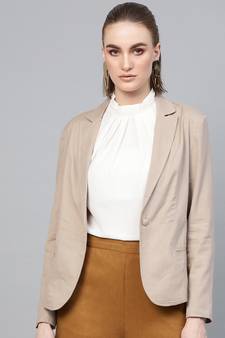 Beige Cotton Linen Blazer