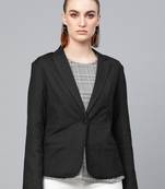 Black Cotton Linen Blazer