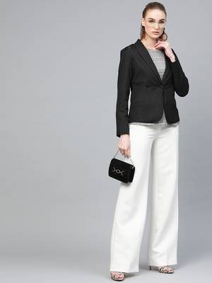 Black Cotton Linen Blazer 4