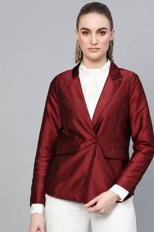 Maroon Single Button Party Blazer