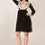 Black and Cream Georgette Embroidered  Full Sleeve Kurti